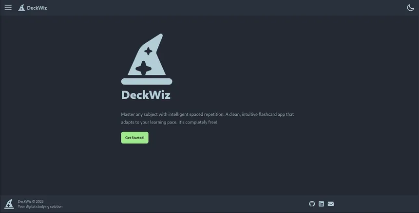 screenshot of DeckWiz desktop site