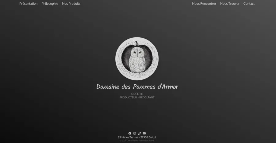 screenshot of Domaine des Pommes d'Armor desktop site