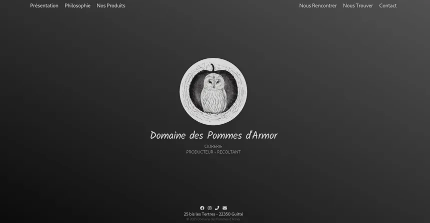 screenshot of Domaine des Pommes d'Armor desktop site